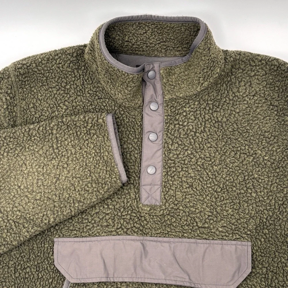 Carhartt Fleece Pullover Mens XL Olive Green Snap Mock Neck Jacket 104991
